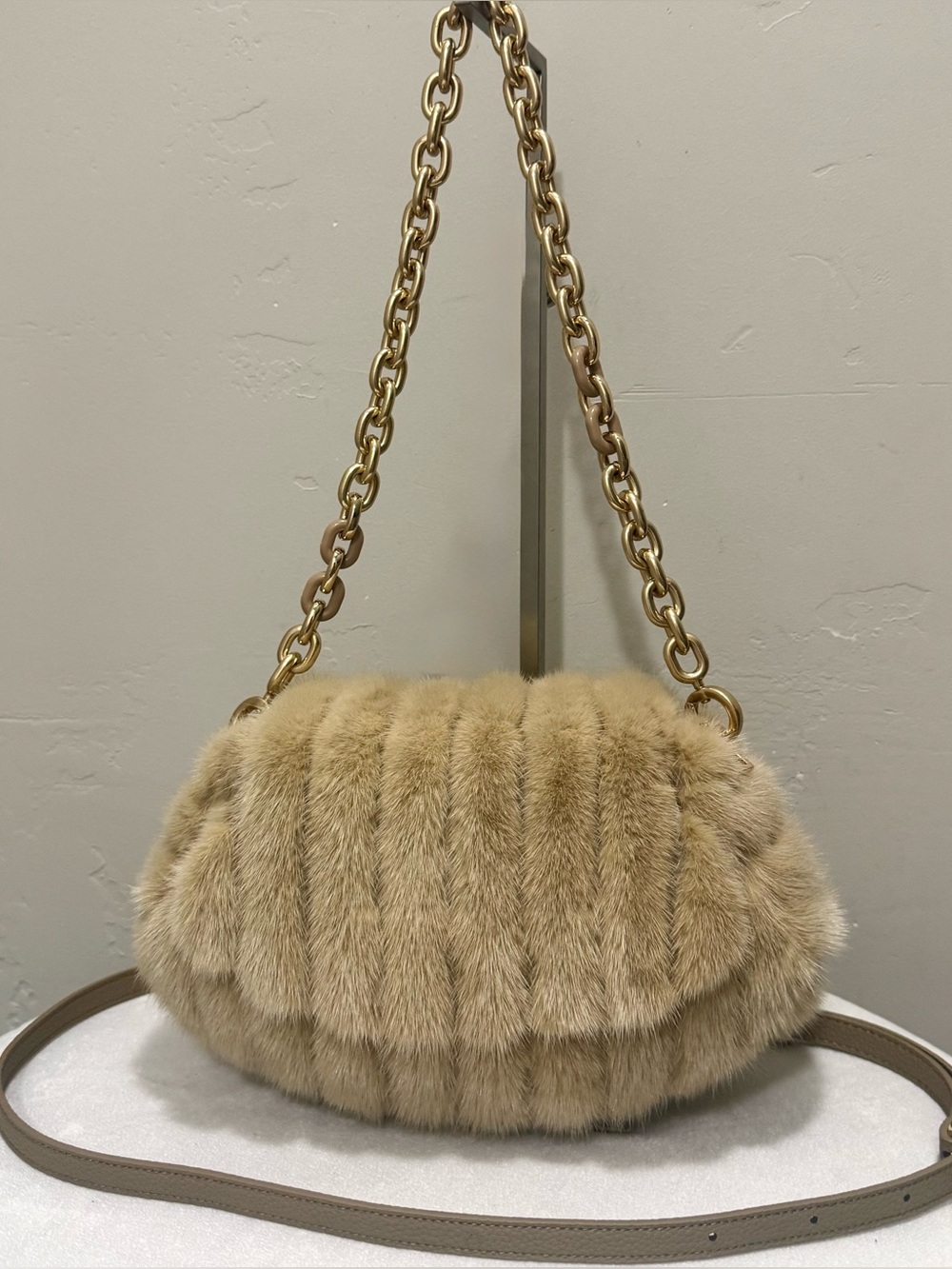 Premium Mink Fur Handmade Fold Over Flap, Shoulder Bag, Crossbody